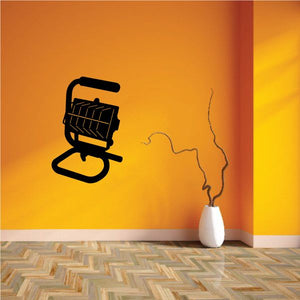 Light fixture decal with hanging bulb and cord, black outline