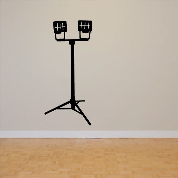 Black tripod light stand decal with two square halogen lamps