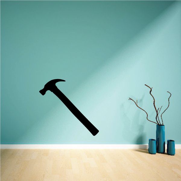 Hammer decal in black, simple icon with claw head