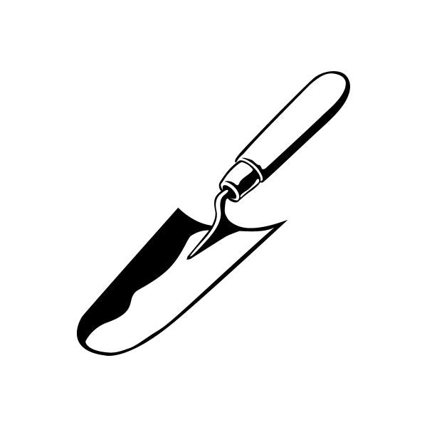 Hand shovel tool vinyl decal sticker with black shovel icon
