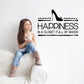Wall decal with “HAPPINESS” slogan, shoe silhouette, and “closet full of shoes”