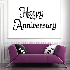 Happy Anniversary wall decal, black cursive lettering