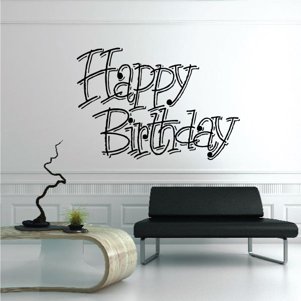 Happy Birthday wall decal vinyl with bold hand-lettered text