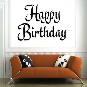 Happy Birthday wall decal vinyl with black script lettering