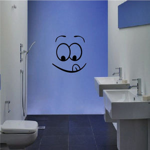 Happy face toilet decal with smiling cartoon face line art
