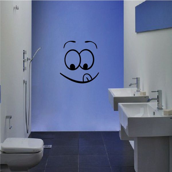 Happy face toilet decal with smiling cartoon face line art