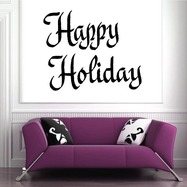 Happy Holiday vinyl wall decal with black cursive lettering
