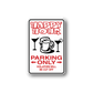 Parking only sign sticker with Happy Hour text and beer mug icons, red and black