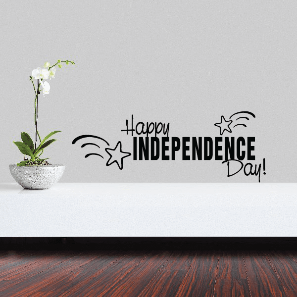 Independence Day decal with 'Happy Independence Day!' lettering and star accents