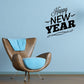 Happy New Year slant style wall decal, black lettering with script accents