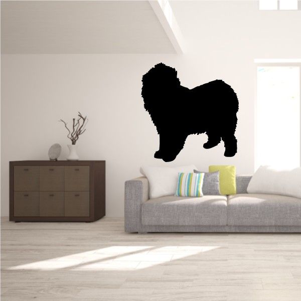 Old English sheepdog wall decal, black dog silhouette standing