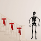 Happy skeleton decal, black outline figure with skull head and arms out