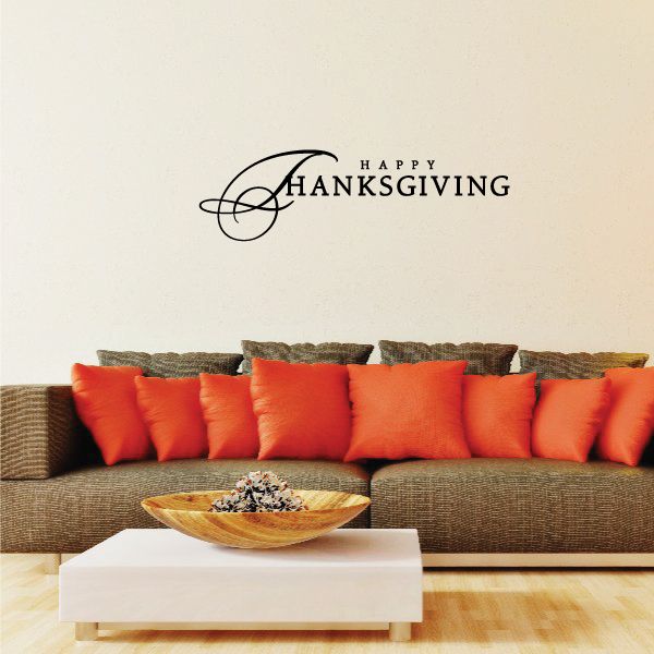 Image of Happy Thanksgiving Fancy Lettering Decal