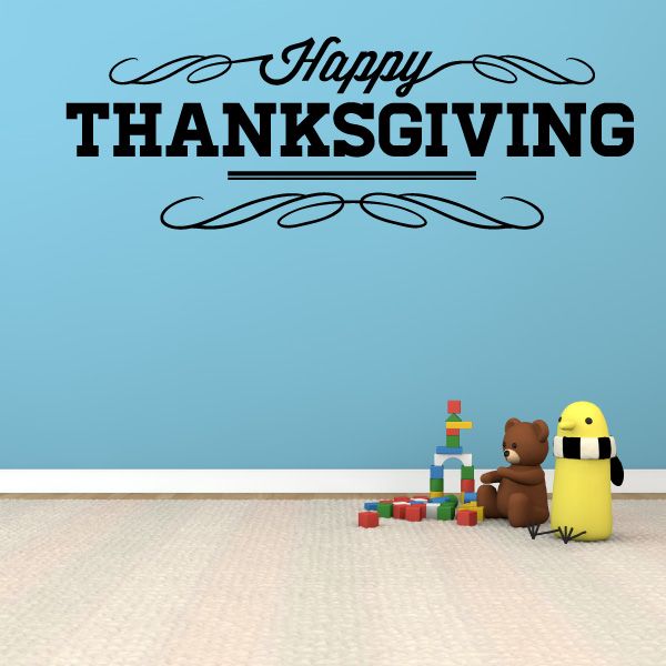 Image of Happy Thanksgiving Script Decoration Decal