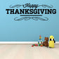 Thanksgiving wall decal with script 'Happy' and bold 'THANKSGIVING' text