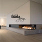 Thanksgiving wall lettering decal with "Happy" "thanks" "giving" text in black