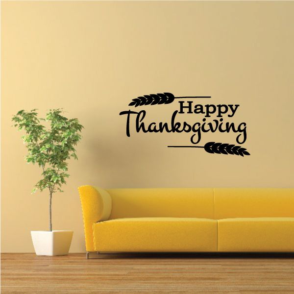 Image of Happy Thanksgiving Wheat Framing Decal