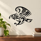 Black tribal attacking hawk wall decal, stylized head with outstretched talons