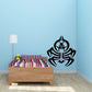 Black hazard spider wall decal with biohazard-style symbol and spider web design