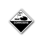 Corrosive hazardous safety sign vinyl sticker with diamond icon and warning text