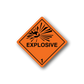 Orange explosive hazard sign vinyl sticker, diamond with 'EXPLOSIVE' and '1'