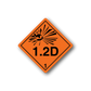 Hazardous safety sign decal sticker, orange diamond with 1.2D text and hazard icon