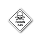 Hazard safety sticker with skull and crossbones, POISON GAS text on white diamond