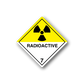 Radioactive hazard sign sticker: yellow diamond with trefoil and 'RADIOACTIVE 7'