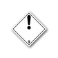 Hazard safety sign vinyl sticker, black exclamation mark and 9 on white diamond