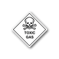 Toxic gas hazard sign vinyl sticker with skull and crossbones, text 'TOXIC GAS'
