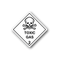 Hazardous safety sign vinyl decal with diamond skull and 'TOXIC GAS' text