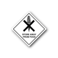 Safety warning sign sticker with crossed grain and text: STORE AWAY FROM FOOD
