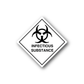 Diamond hazard safety sticker with biohazard symbol and “INFECTIOUS SUBSTANCE” text