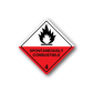 Hazard safety sign decal: white diamond with flame icon and red SPONTANEOUSLY COMBUSTIBLE, 4