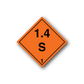 Hazard safety sign vinyl decal: orange diamond with black 1.4S markings