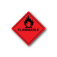 Flammable hazard sign sticker: red diamond with flame icon and FLAMMABLE text