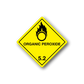 Yellow hazardous label decal with flame icon and text ORGANIC PEROXIDE 5.2