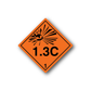 Orange hazardous safety sign wall decal sticker, diamond with explosion pictogram and '1.3C'
