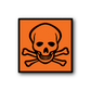 Vinyl safety sign wall decal, orange square with black skull and crossbones