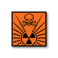 Hazardous safety sign vinyl sticker with skull and radiation symbol, orange and black