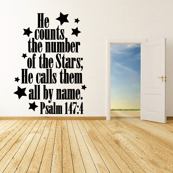 Image of He Counts the number of the Stars He Calls them all by Name Psalm 147:4 Decal