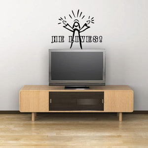 He Lives! wall decal with cross and trumpet design