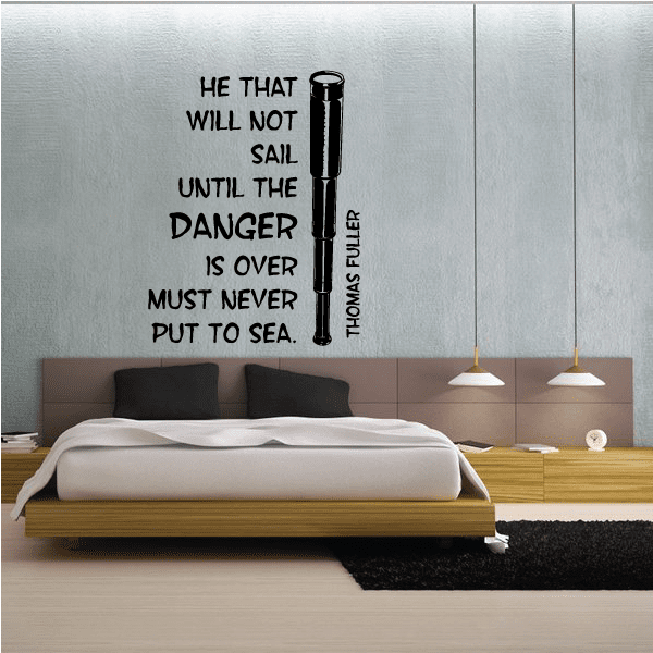 Wall decal with black quote text and vertical pen graphic, Thomas Fuller name