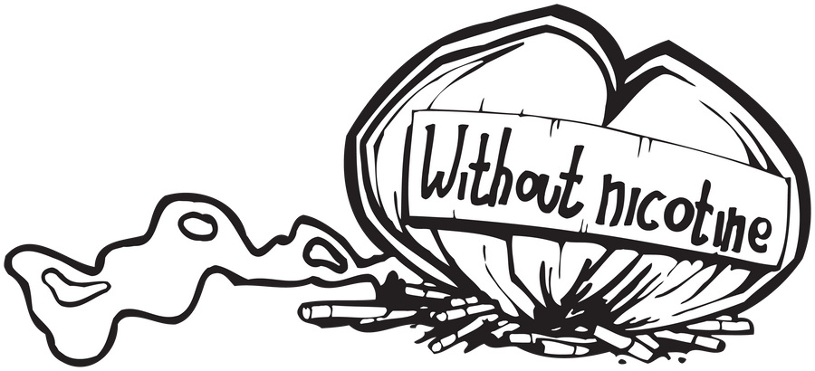 Heart-shaped sticker with line-art hands and handwritten slogan