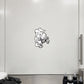 White vinyl wall decal of a skull with swirling smoke design