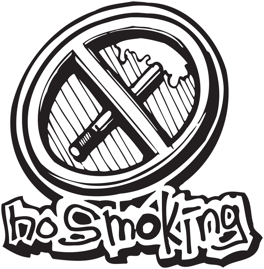 Healthy lifestyle sticker with no smoking sign and bold graffiti text
