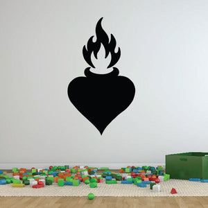 Black flaming heart decal