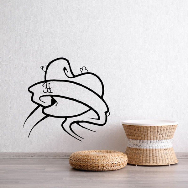 Heart and scroll banner wall decal, black line art