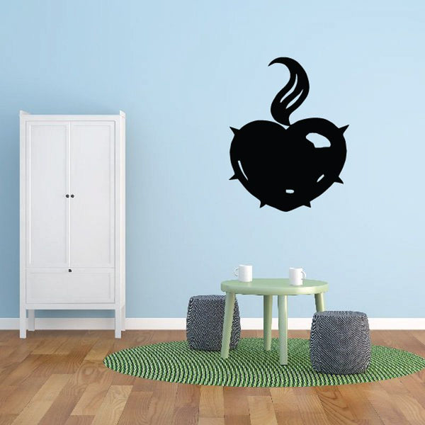Black cat heart with thorns vinyl wall decal