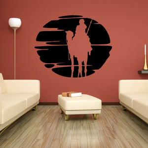 Camel and sun wall decal with dark silhouette